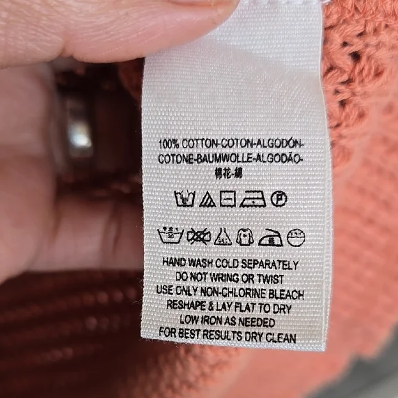 Free People Women's  Coral-Salmon Pink Cold Shoulder Knit Sweater Size M - Picture 13 of 16